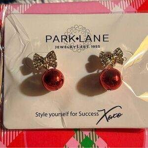 Park Lane Gold and Red Bow Earrings